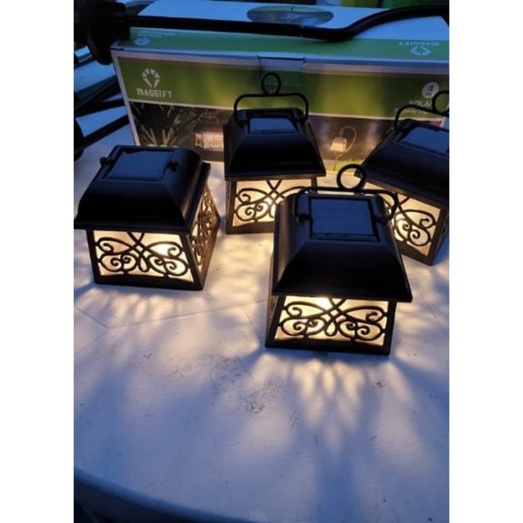 4 Pack 22 Inch Hanging Solar Lights Multipurpose with 4 Shepherd Hooks Outdoor - Picture 1 of 2